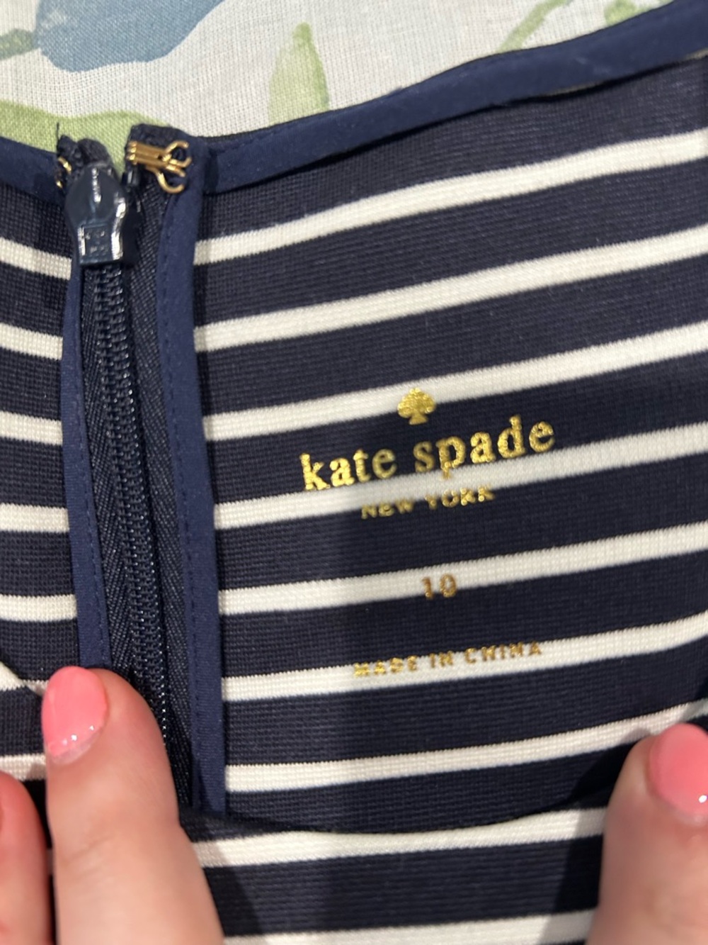 Kate Spade Striped Navy and White Fit-and-Flare Dress - Picture 3 of 4
